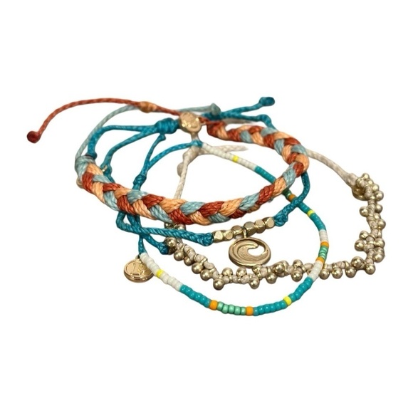 Pura Vida Bracelet Bundle Combo Set of 4. Ocean Charm, Braided, Beads, Woven - Picture 5 of 16